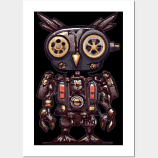 Steampunk owl, fantasy owl, cyborg owl, robot owl Posters and Art